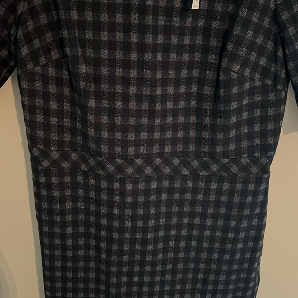 Banana republic bistretch blue and red gingham sheath midi dress 14 tall - Picture 7 of 9
